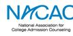 A blue and white logo for the national association of college admission counselors.